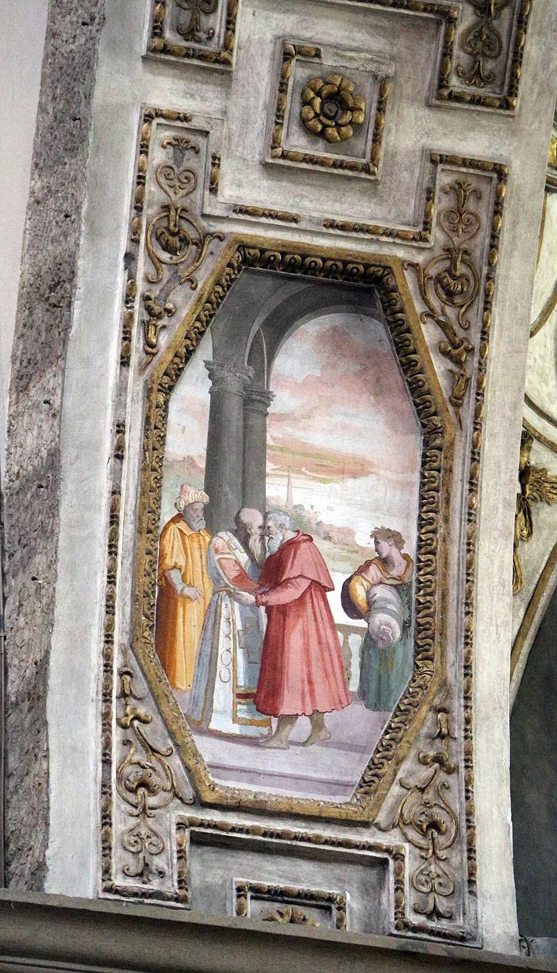 222-Storie di san Girolamo-san girolamo appare a s. agostino-1577-3-Cappella Gaddi in Santa Maria Novella